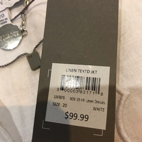 Size 20 NWT White Linen over-jacket/coat - Picture 11 of 15